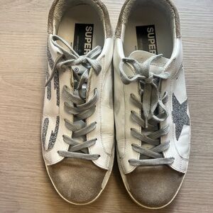 Superstar Golden Goose White and Gray Sneakers. Size 10